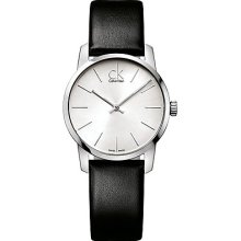 Ck Women Watch Silver Dial Black Leather