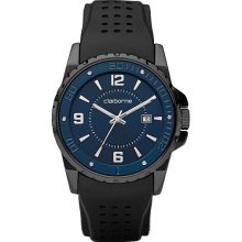 Claiborne Mens Black Rubber Strap Watch