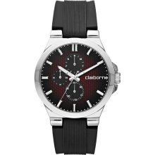 Claiborne Mens Multifunction Black Rubber Watch