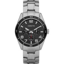 Claiborne Men's Silvertone Black Dial Watch