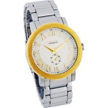 CURREN 8065 Golden Bezel Stainless Steel Men's Analog Watch (White)