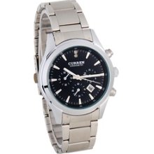CURREN 8085 Stainless Steel Men's Analog Watch with Date (Black)