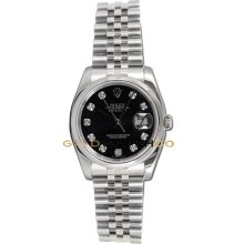 Datejust 116200 Steel Jubilee Smooth Bezel Black Diamond Dial