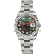 Datejust 116200 Steel Oyster Band Dark MOP Diamond Dial & Bezel