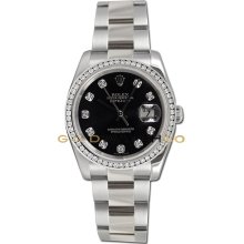 Datejust 116200 Steel Oyster Band Black Diamond Dial & Bezel