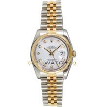 Datejust 116203 Steel & Gold Jubilee Smooth White Diamond Dial
