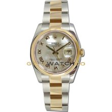 Datejust 116203 Steel & Gold Oyster Band Smooth MOP Roman Dial