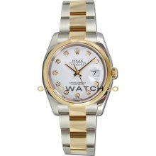Datejust 116203 Steel Gold Oyster Band Smooth White Diamond Dial