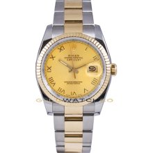 Datejust 116233 Steel Gold Oyster Band Fluted Champagen Dial