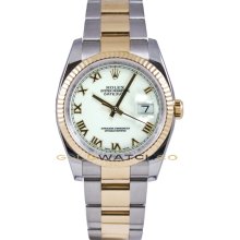 Datejust 116233 Steel Gold Oyster Band Fluted Bezel White Dial