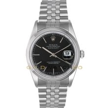 Datejust 16200 Jubilee Band Smooth Bezel Black Dial