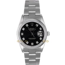 Datejust 16200 Oyster Band Smooth Bezel Black Diamond Dial