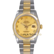 Datejust 16203 Steel & Gold Oyster Band Smooth Champagne Dial