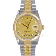 Datejust 16203 Steel Gold Jubilee Smooth Champagne Diamond Dial