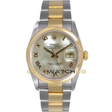 Datejust 16203 Steel Gold Oyster Band Smooth Bezel MOP Dial
