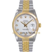 Datejust 16203 Steel Gold Jubilee Smooth White Diamond Dial
