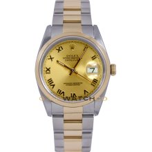 Datejust 16233 Steel & Gold Oyster Band Fluted Champagne Dial
