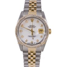 Datejust 16233 Steel Gold Jubilee Band MOP Diamond Dial & Bezel