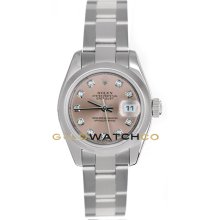 Datejust 179160 Steel Oyster Band Smooth Bezel Pink Diamond Dial