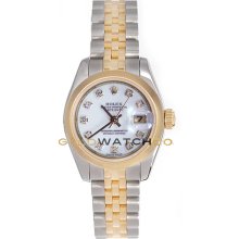 Datejust 179163 Steel Gold Jubilee Smooth White Diamond Dial