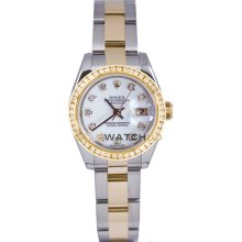 Datejust 179173 Steel Gold Oyster White Diamond Dial & Bezel