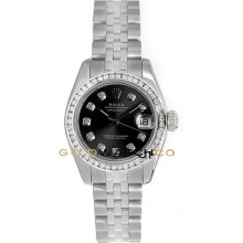 Datejust 179174 Steel Jubilee Band Black Diamond Dial & Bezel