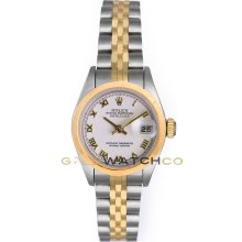 Datejust 69163 Steel Gold Jubilee Band Smooth Bezel White Dial