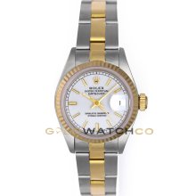 Datejust 69173 Steel Gold Oyster Band Fluted Bezel White Dial