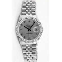 Datejust Model Custom Added Silver Diamond Dial & Diamond Bezel