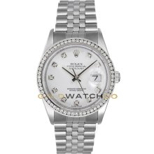 Datejust Steel 16200 Jubilee Band White Diamond Dial & Bezel