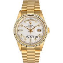 Day Date 18038 Yellow Gold President White Diamond Dial & Bezel