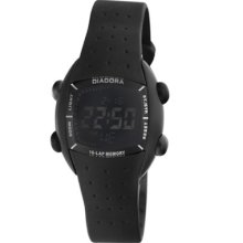 Diadora Women's Black Dial Black Rubber Digital Date Watch