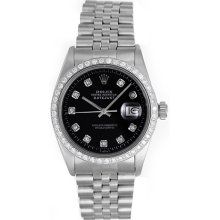 Diamond Rolex Datejust Men's Stainless Steel Watch 16014