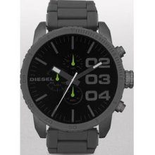 Diesel Chronograph Oversized Grey Silicone Green Accented Mens Watch