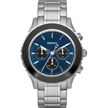 DKNY Men's NY1512 Silver Stainless-Steel Quartz Watch with Blue Dial