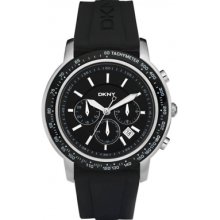 Dkny Watch Ny1478 Men's Black Rubber Chronograph Chrono Stainless Steel