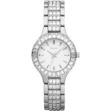 Dkny White Dial Stainless Steel Crystal Ladies Watch Ny8301