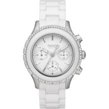 DKNY White White Ceramic and Silver-Tone Stainless Steel Chronograph Watch