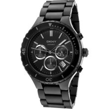 DKNY Women's Chronograph Black Dial Matte Black Ceramic