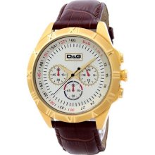 Dolce & Gabbana Mens Pampelonne Chronograph 18k Gold Plated Case Brown Watch