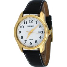 Easy Reader Gold Tone Stainless Steel Case White Dial Leather Strap Da