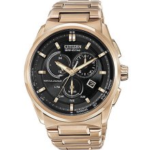 Eco-Drive Men's Perpetual Calendar Chronograph in Rose Gold Tone