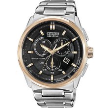 Eco-Drive Men's Perpetual Calendar Chronograph in Two Tone Rose Gold Tone