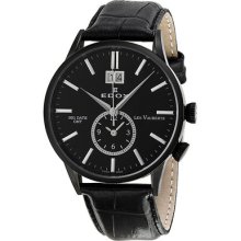 Edox Les Vauberts Big Date GMT Black PVD Mens Watch 62003 37N NIN