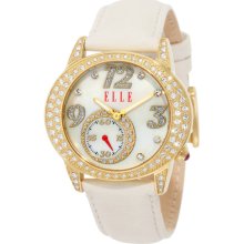 Elle Women's White Leather Strap Watch (EL20048S04N)