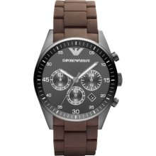 Emporio Armani Ar5990 Sportivo Chronograph Brown Rubber Strap Men's Watch