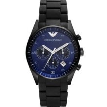 Emporio ArmaniÂ® Black Sportivo Black Silicone and Stainless Steel with Blue Dial