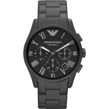 Emporio Armani Ceramica Men Watch Matte Black Ceramic 42mm Chronograph Date $545