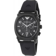 Emporio Armani Men's Black Silicone Rubber Black Steel Chronograph Watch Ar0349