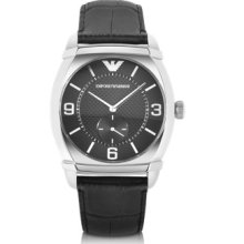 Emporio Armani Men's 'Classic' Black Dial Black Leather Strap Watch